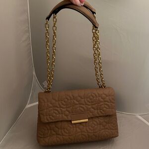 Antonio Melani Tan Quilted Chain Shoulder Bag